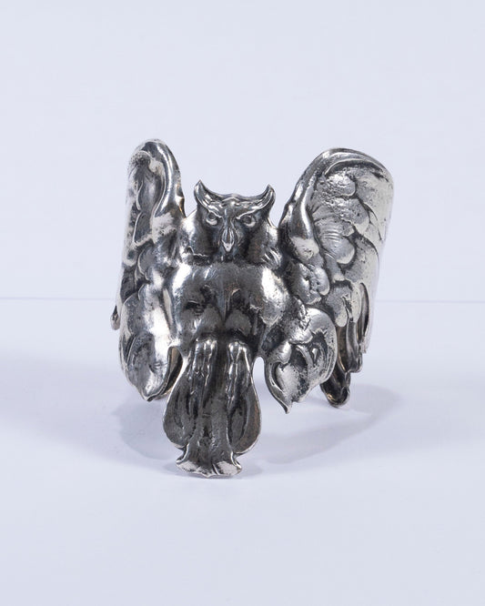 "Owl" cuff in silver metal, 1900s
