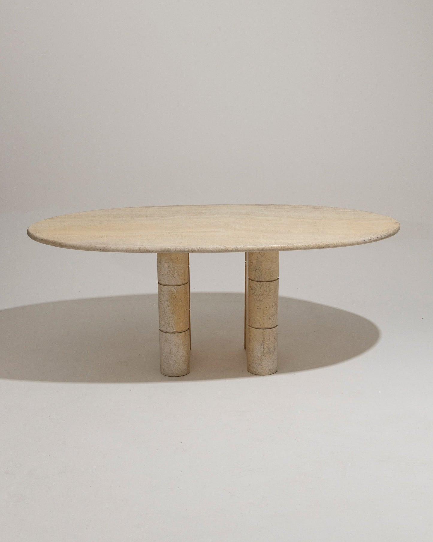 OVAL TRAVERTINE DINING TABLE, ROCHE-BOBOIS, 1970s 