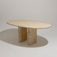 OVAL TRAVERTINE DINING TABLE, ROCHE-BOBOIS, 1970s 