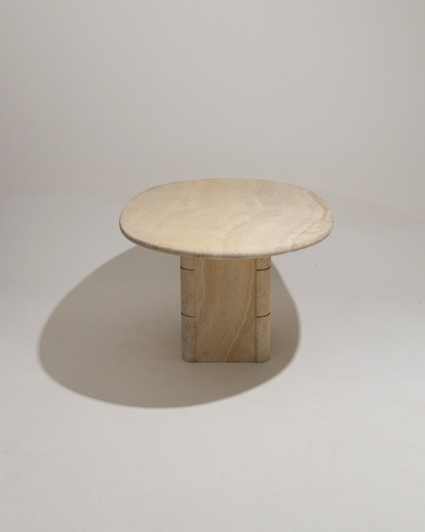 OVAL TRAVERTINE DINING TABLE, ROCHE-BOBOIS, 1970s 