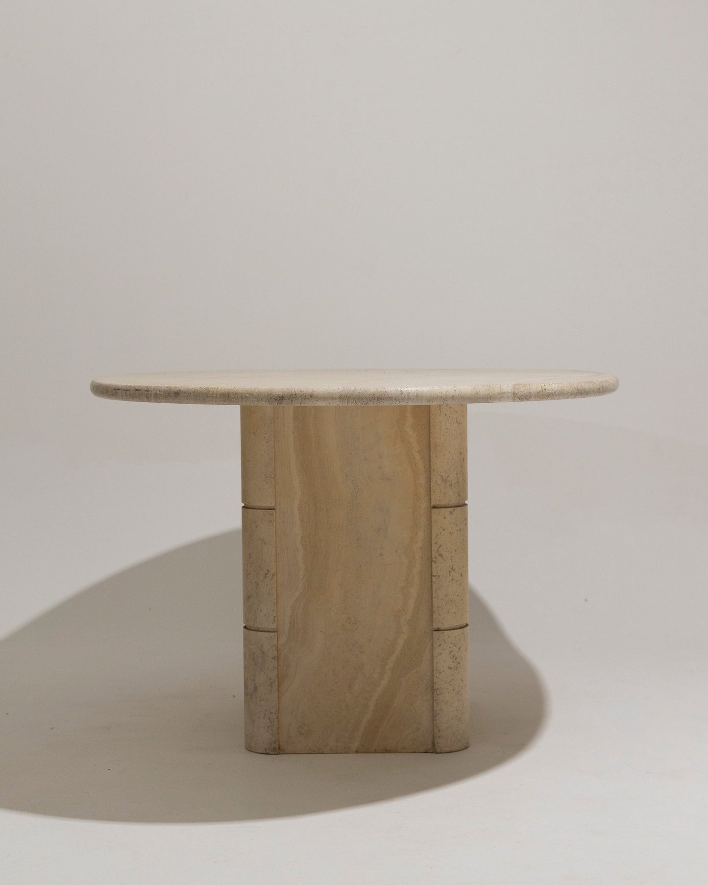 OVAL TRAVERTINE DINING TABLE, ROCHE-BOBOIS, 1970s 