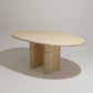 OVAL TRAVERTINE DINING TABLE, ROCHE-BOBOIS, 1970s 