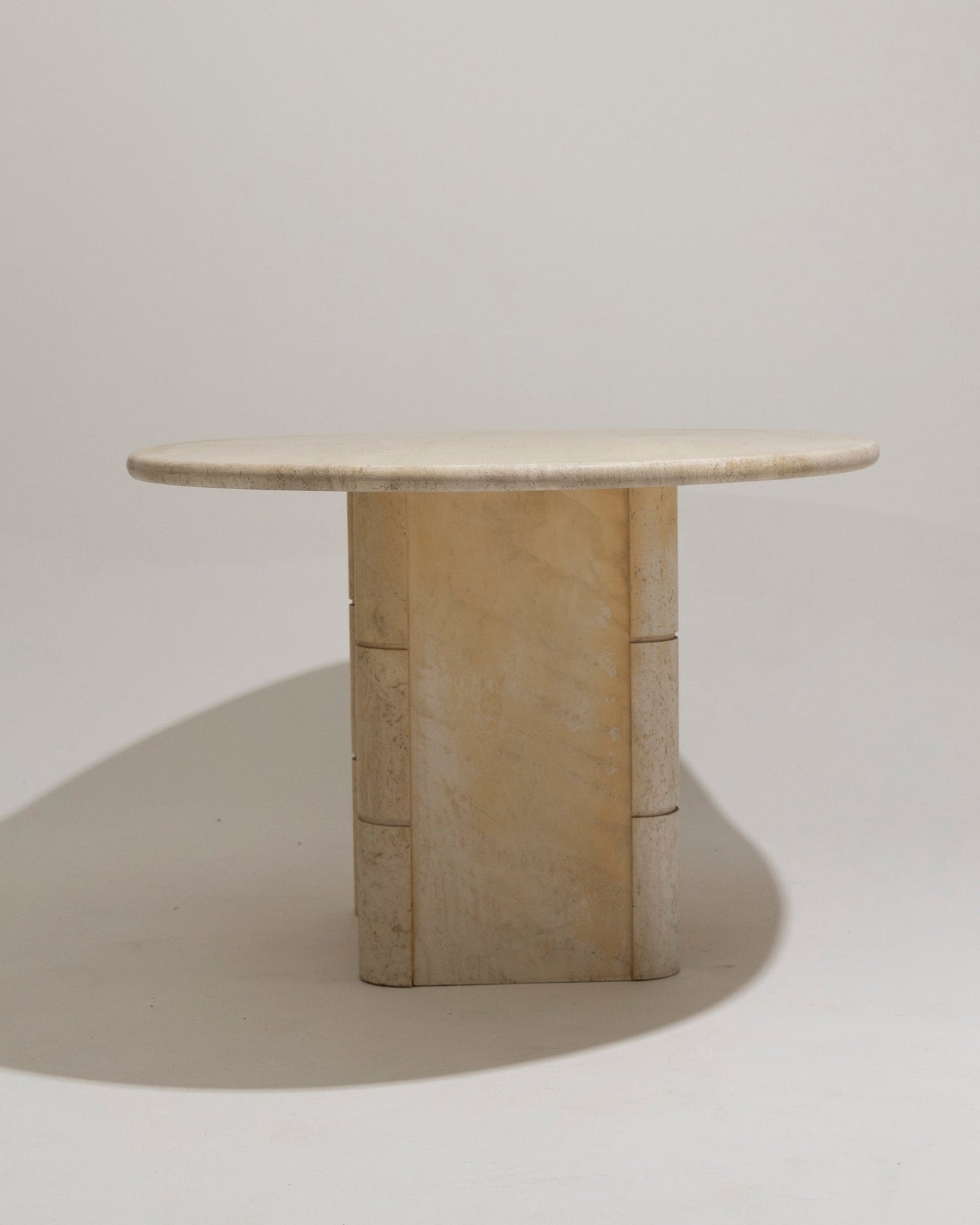 OVAL TRAVERTINE DINING TABLE, ROCHE-BOBOIS, 1970s 