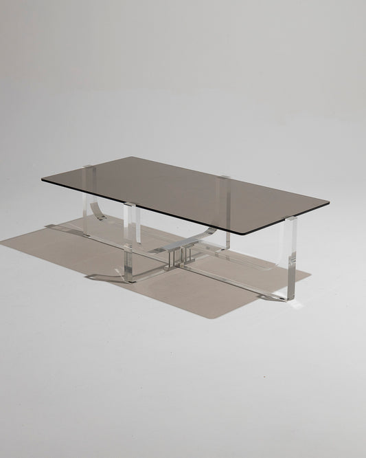 ALTUGLASS AND GLASS COFFEE TABLE, MICHEL DUMAS, 1970s