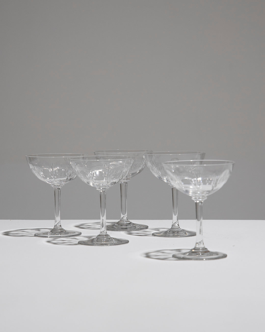 Conjunto de 5 tazas de champán de cristal, Baccarat, 1930s