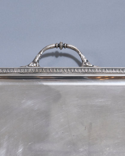 Large silver metal tray