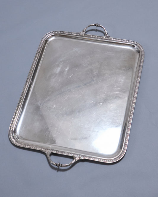 Large silver metal tray