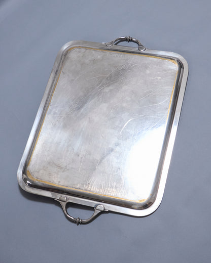 Large silver metal tray