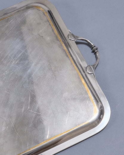 Large silver metal tray