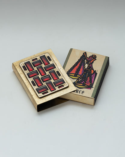 ÉTUI À ALLUMETTES EN LAITON ET ÉMAIL CLOISONNÉ, 1950s