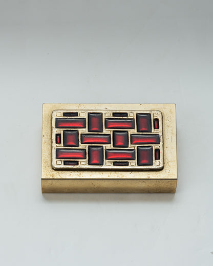 ÉTUI À ALLUMETTES EN LAITON ET ÉMAIL CLOISONNÉ, 1950s