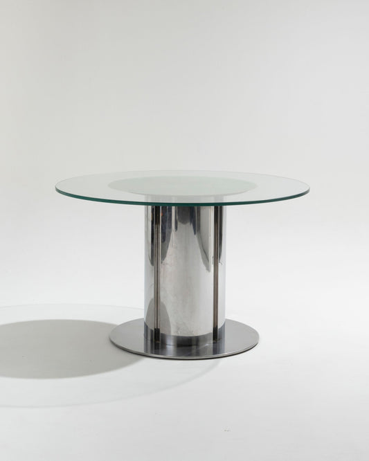 Mesa de comedor de vidrio y cromo, Antonia Astori, 1960s