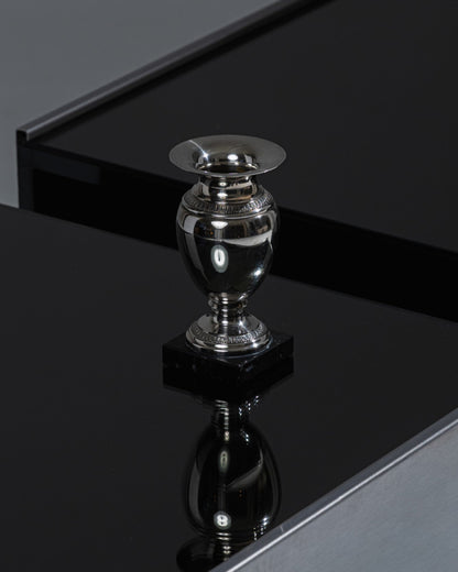 SMALL OVOID METAL AND MARBLE VASE, 1950s