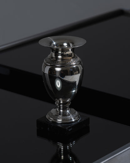 SMALL OVOID METAL AND MARBLE VASE, 1950s