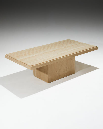 TABLE BASSE RECTANGULAIRE EN TRAVERTIN, 1980s