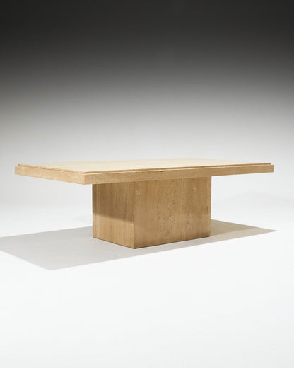 TABLE BASSE RECTANGULAIRE EN TRAVERTIN, 1980s