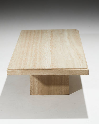 TABLE BASSE RECTANGULAIRE EN TRAVERTIN, 1980s