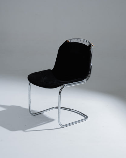 CHAISE EN VELOURS NOIR, GASTONE RINALDI, 1970s