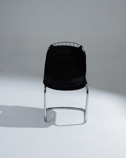CHAISE EN VELOURS NOIR, GASTONE RINALDI, 1970s