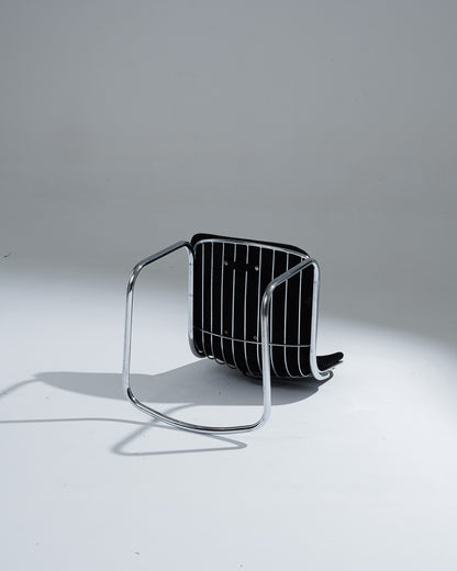 CHAISE EN VELOURS NOIR, GASTONE RINALDI, 1970s