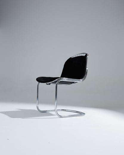 CHAISE EN VELOURS NOIR, GASTONE RINALDI, 1970s