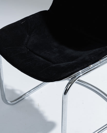 CHAISE EN VELOURS NOIR, GASTONE RINALDI, 1970s
