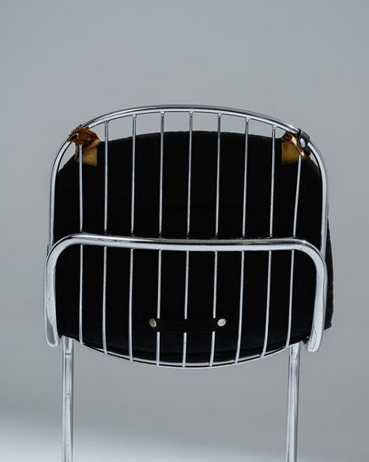 CHAISE EN VELOURS NOIR, GASTONE RINALDI, 1970s