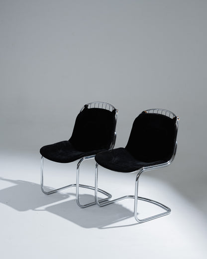 CHAISE EN VELOURS NOIR, GASTONE RINALDI, 1970s