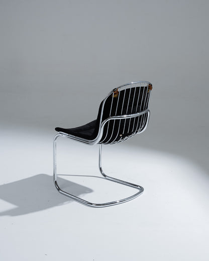 CHAISE EN VELOURS NOIR, GASTONE RINALDI, 1970s