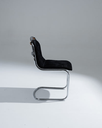 CHAISE EN VELOURS NOIR, GASTONE RINALDI, 1970s