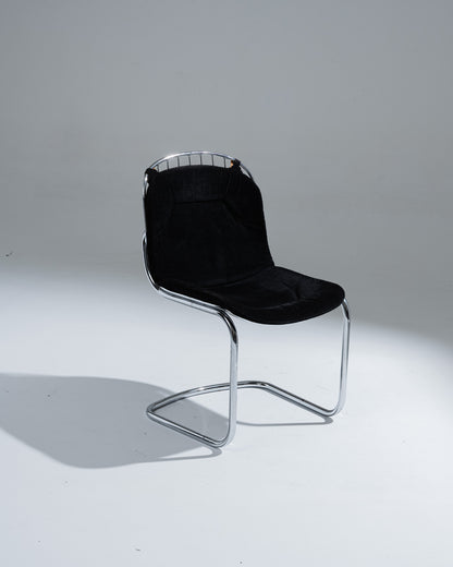 CHAISE EN VELOURS NOIR, GASTONE RINALDI, 1970s
