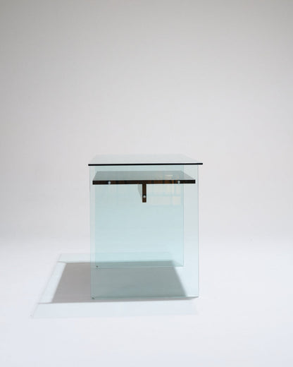 GLASS AND WOOD DESK FROM ARTELANO, 1980s