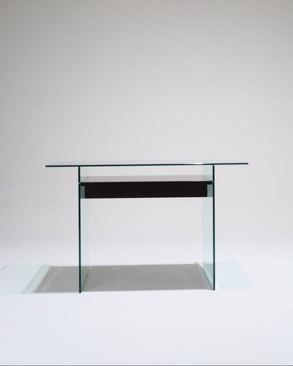GLASS AND WOOD DESK FROM ARTELANO, 1980s