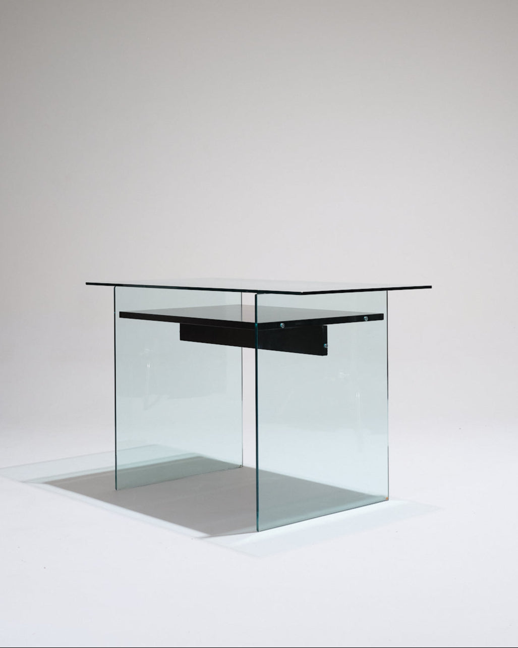 GLASS AND WOOD DESK FROM ARTELANO, 1980s