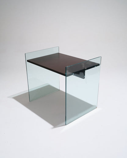 GLASS AND WOOD DESK FROM ARTELANO, 1980s