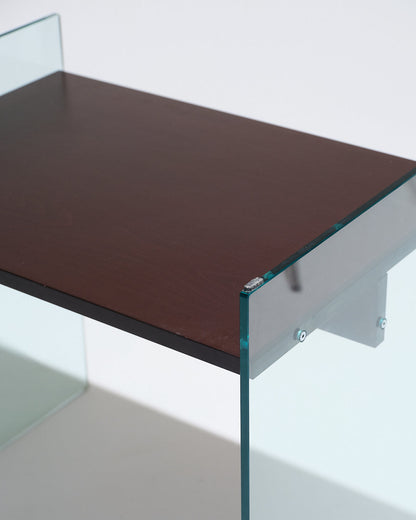 GLASS AND WOOD DESK FROM ARTELANO, 1980s