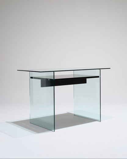 GLASS AND WOOD DESK FROM ARTELANO, 1980s