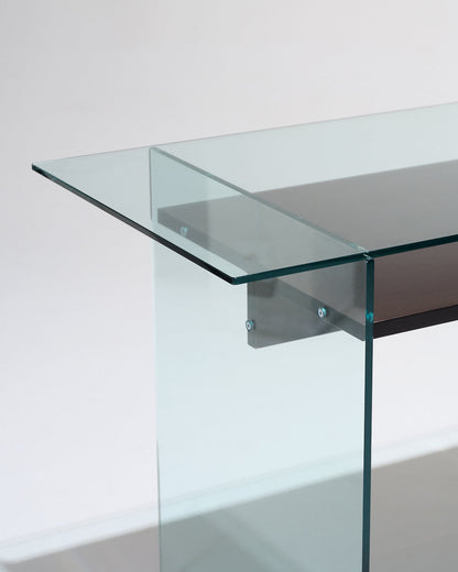 GLASS AND WOOD DESK FROM ARTELANO, 1980s