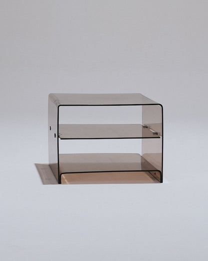 SMOKED PLEXIGLASS SIDE TABLE, MICHEL DUMAS, 1970s