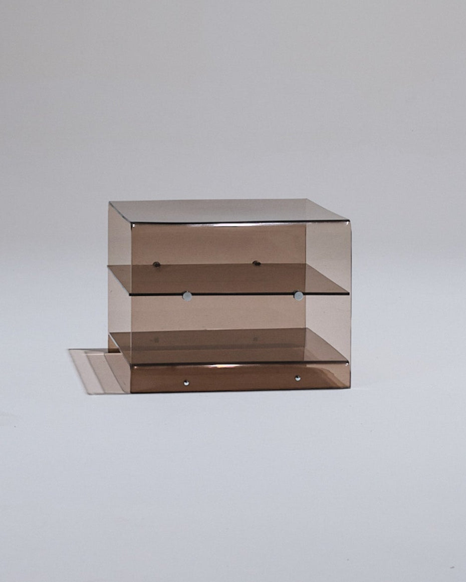 SMOKED PLEXIGLASS SIDE TABLE, MICHEL DUMAS, 1970s