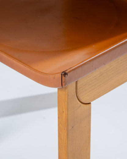 ELM AND LEATHER CHAIR, LUIGI GORGONI, 1970s