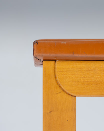 ELM AND LEATHER CHAIR, LUIGI GORGONI, 1970s