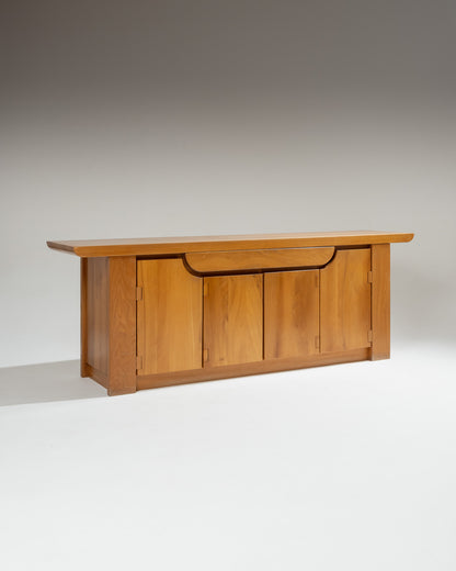 LARGE SOLID ELM BUFFET, LUIGI GORGONI, 1980s
