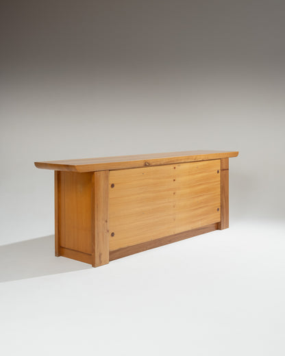 LARGE SOLID ELM BUFFET, LUIGI GORGONI, 1980s