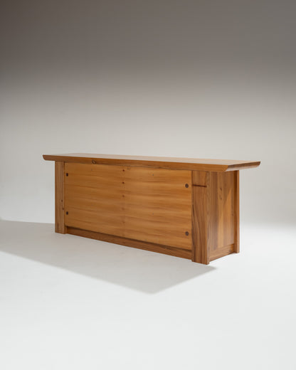 LARGE SOLID ELM BUFFET, LUIGI GORGONI, 1980s