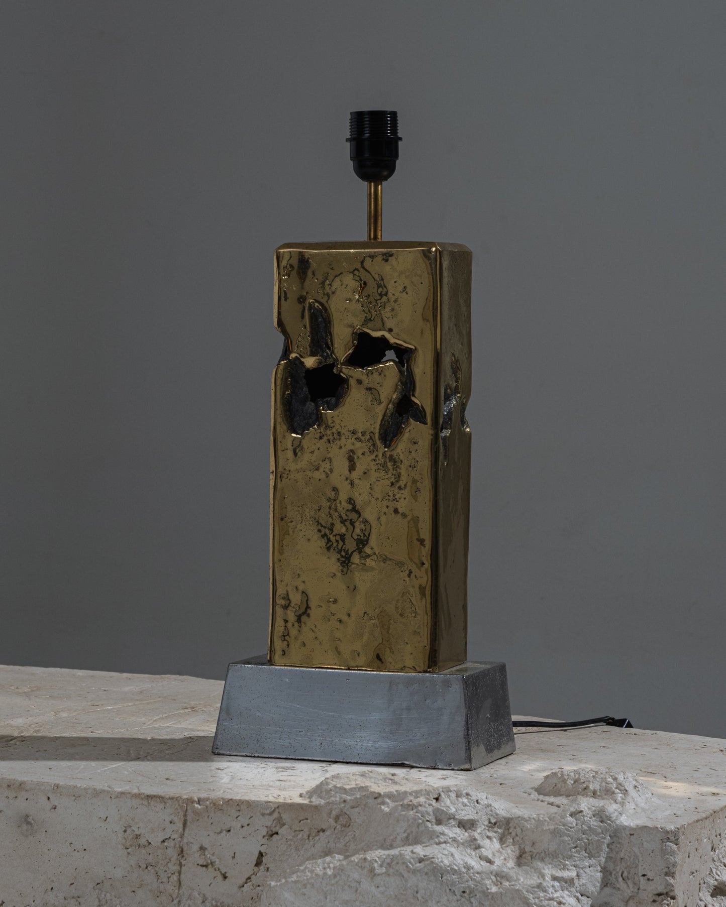 LAMPE BRUTALISTE EN BRONZE, DAVID MARSHALL, 1980s