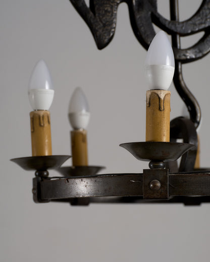 ROOSTER CHANDELIER, JEAN TOURET, 1950s