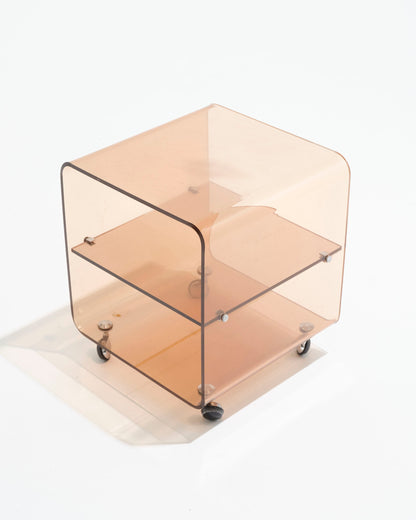 Smoked plexiglass side table, Michel Dumas, 1970s
