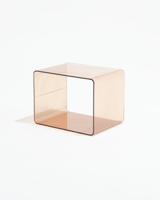 TABLE D'APPOINT CUBE EN PLEXIGLASS FUMÉ, MICHEL DUMAS, 1970s