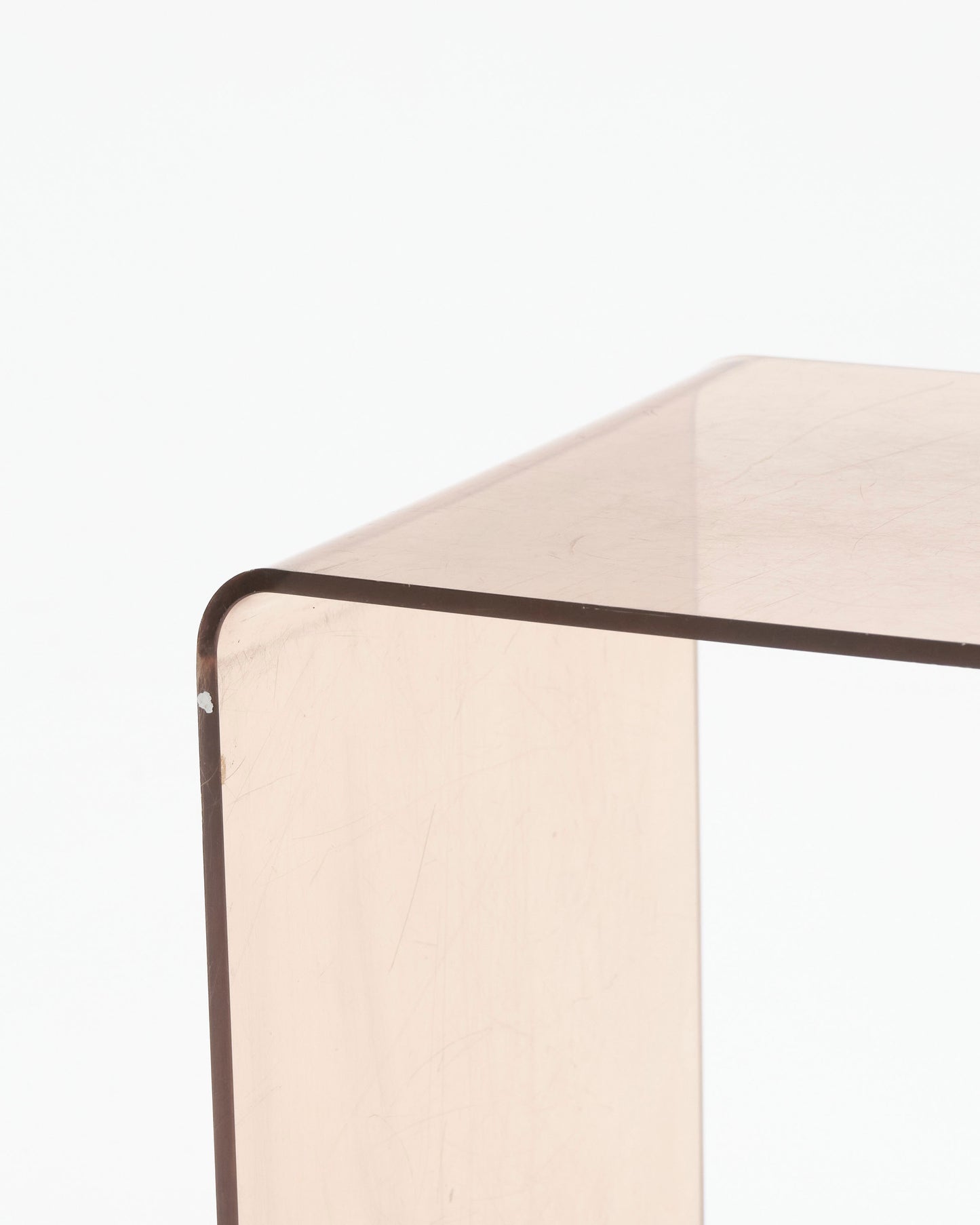 Cubic smoked plexiglass side table, Michel Dumas, 1970s